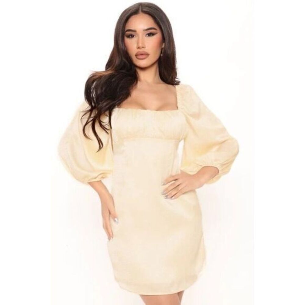 Anisa Satin Mini Dress Light Yellow Size L RefFNB